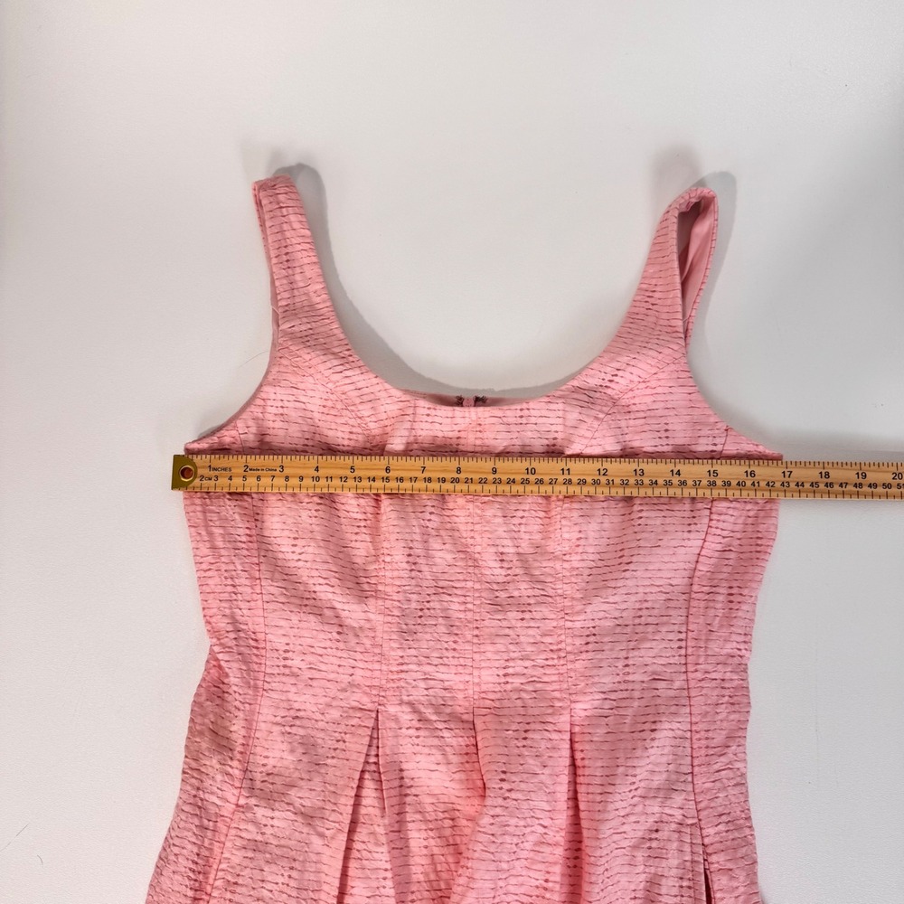 Pappagallo Fit and Flare Dress Women 6 Pink Textured Sleeveless Pockets - Picture 9 of 16